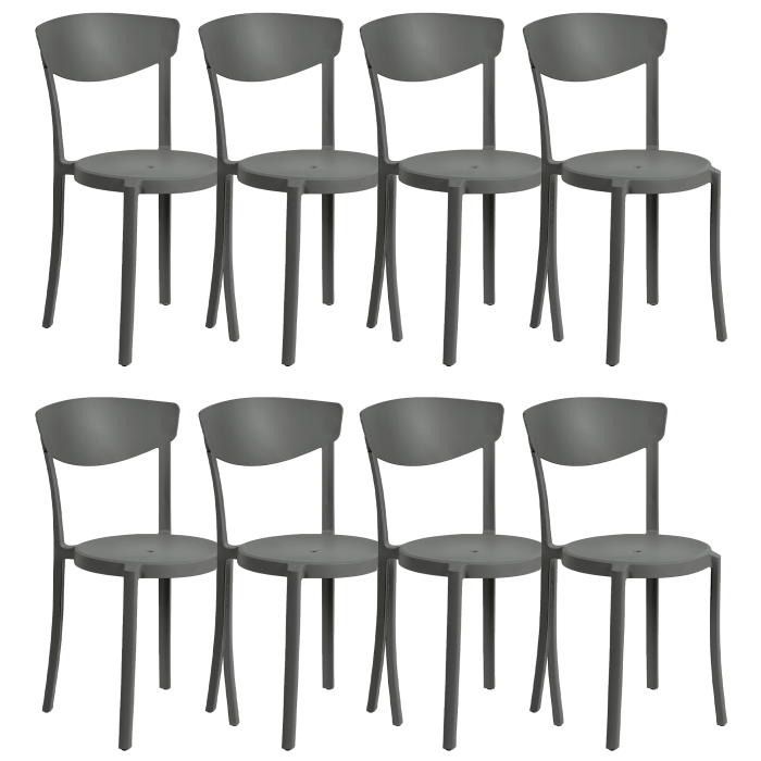 Set of 8 VIESTE Dining Chairs Dark Grey [2]