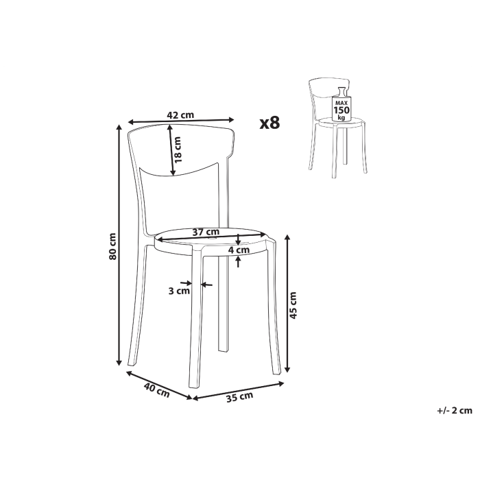 Set de 8 scaune dining VIESTE Negru [3]