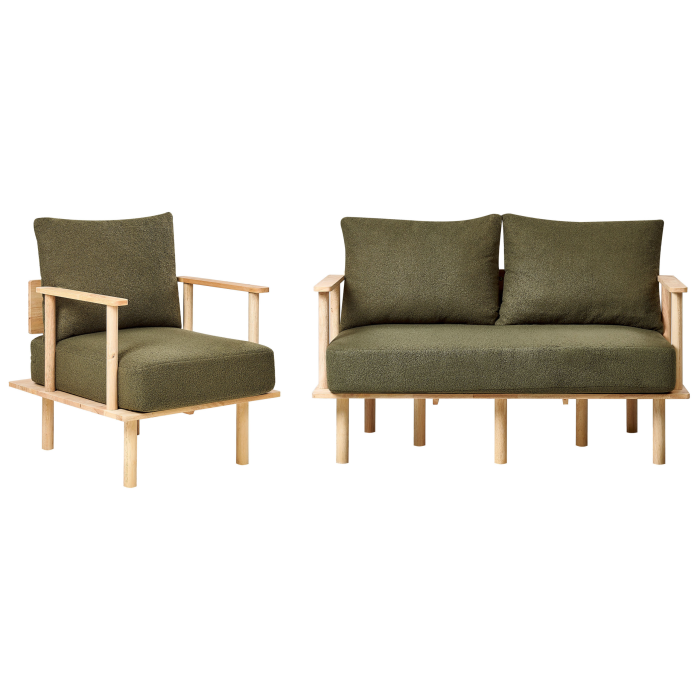 Set de living cu 3 locuri ASKER Boucle Verde închis [4]