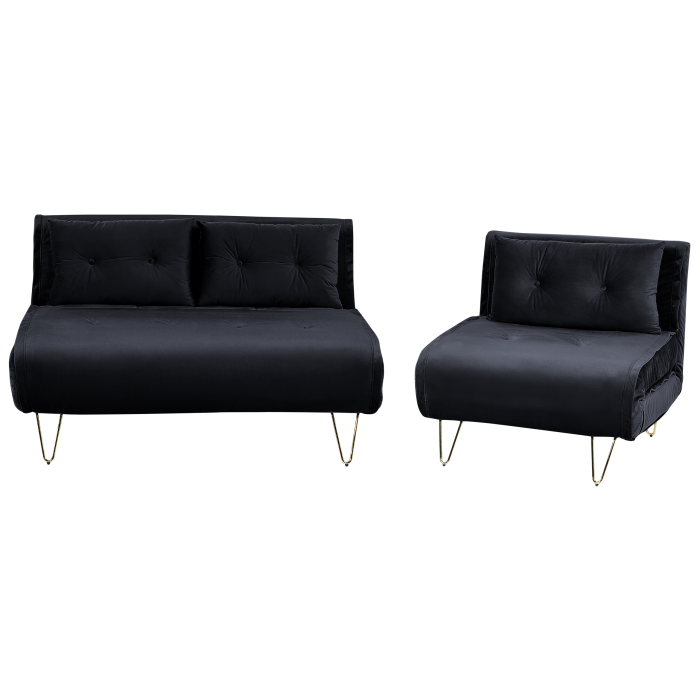 Set de living cu 3 locuri VESTFOLD Catifea Negru [2]