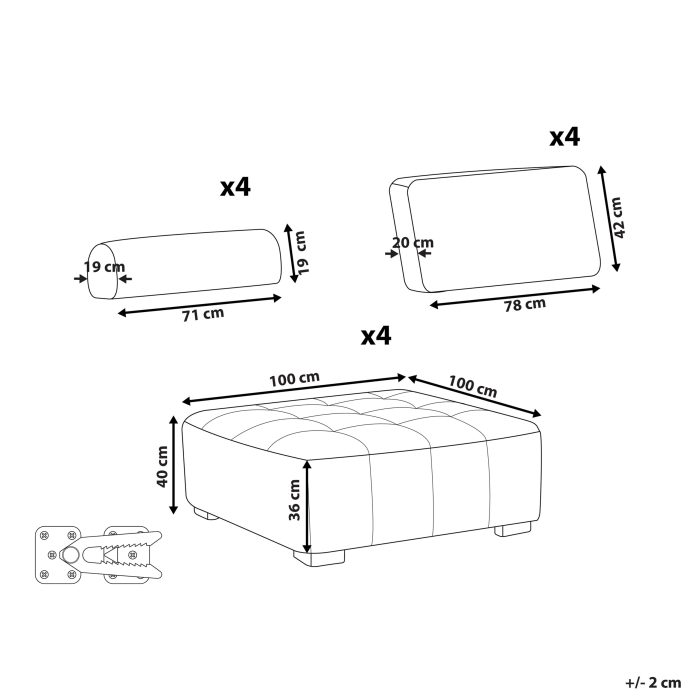 Set de living modular cu 4 locuri TIBRO  Bej deschis [3]
