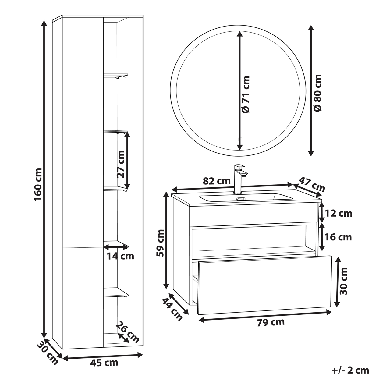 Set de mobilier pentru baie FIGUERES Gri [3]
