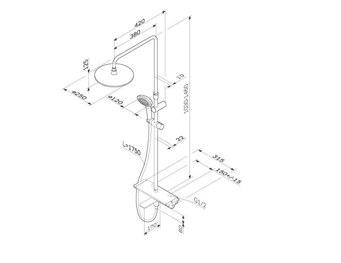 Spirit 2.0 ShowerSpot with thermostatic shelf mixer, chrome [15]