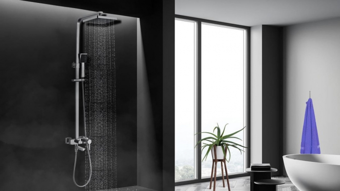 Sistem de duș cu para și pipă pivotantă, înălțime reglabilă Lemark Tropic LM7004C crom - Sanitare Online [2]