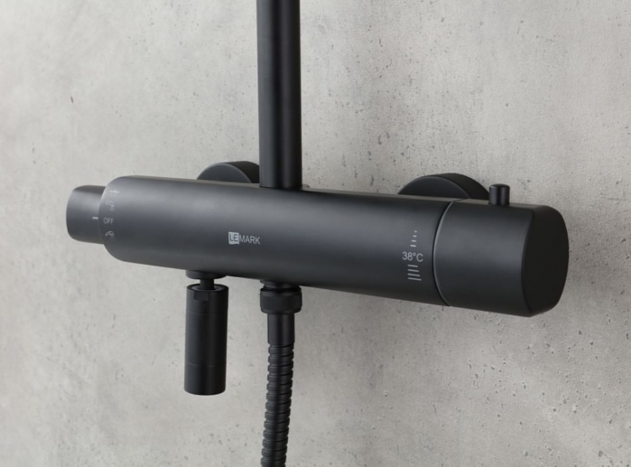 Sistem de dus termostatic cu para dus de mana in 3 pozitii, inaltime reglabila Lemark Bronx LM3772BL Negru | Sanitare Online [7]