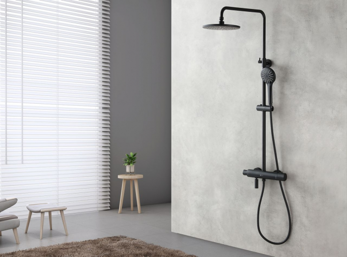 Sistem de dus termostatic cu para dus de mana in 3 pozitii, inaltime reglabila Lemark Bronx LM3772BL Negru | Sanitare Online [2]