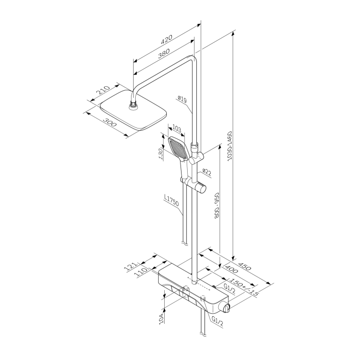 Func ShowerSpot with shelf mixer, chrome [5]