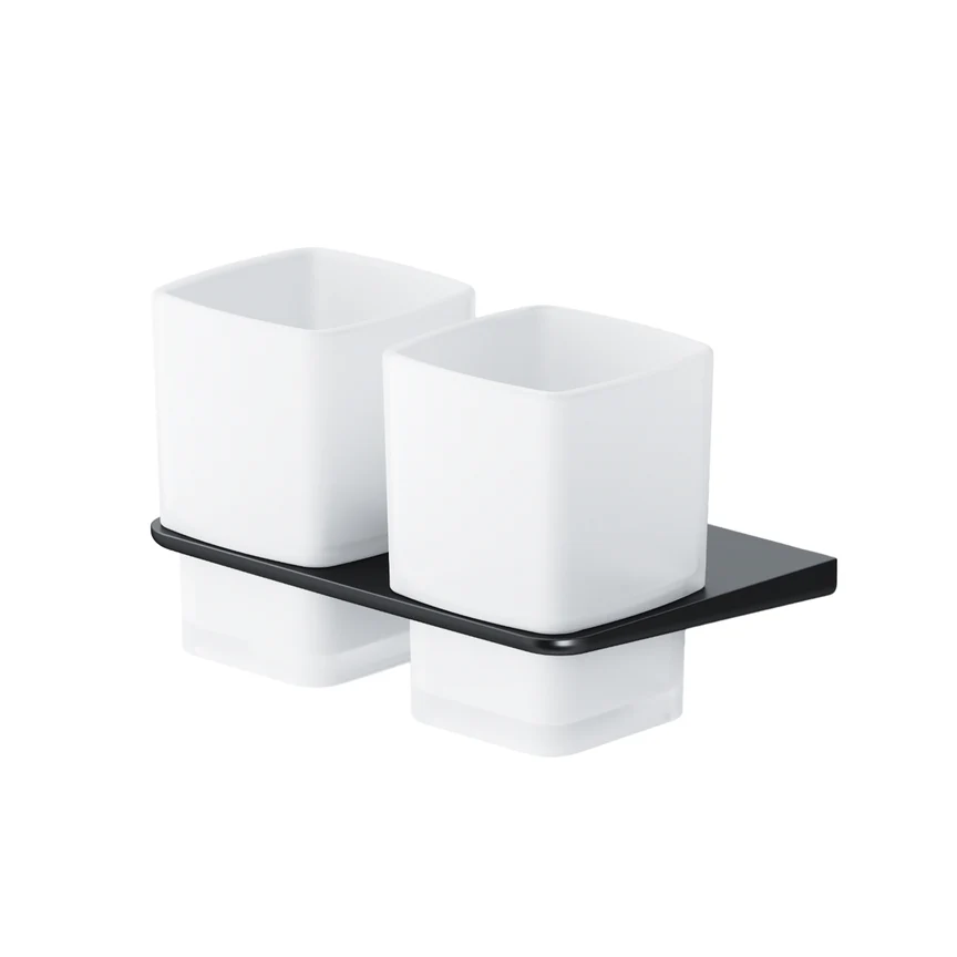 Suport 2 pahare Inspire 2.0 pentru periute de dinti, sticla mata, negru mat [1]