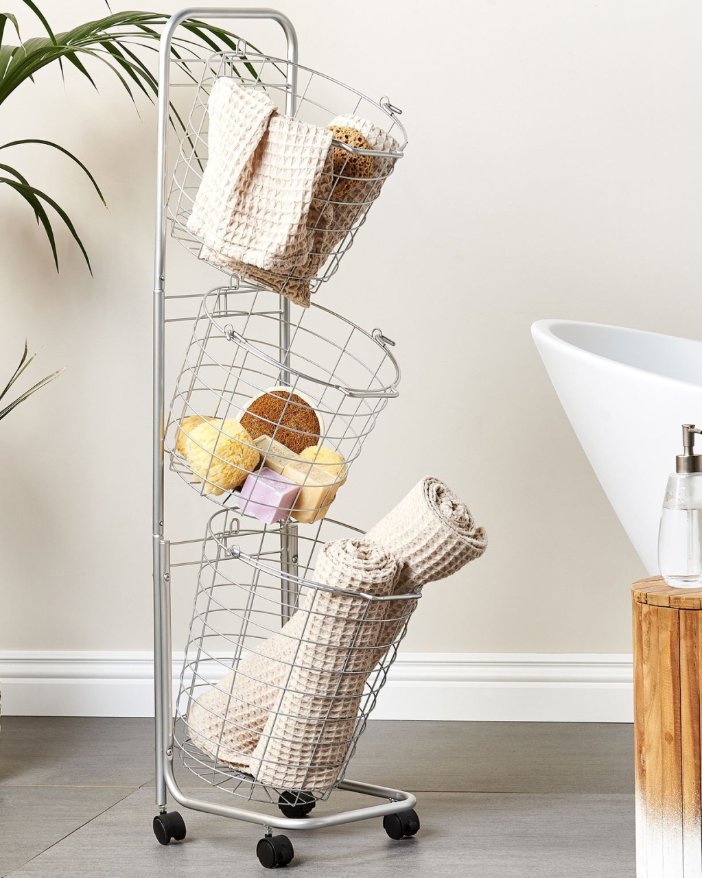 AYAPAL basket holder with wheels Metal Silver [1]