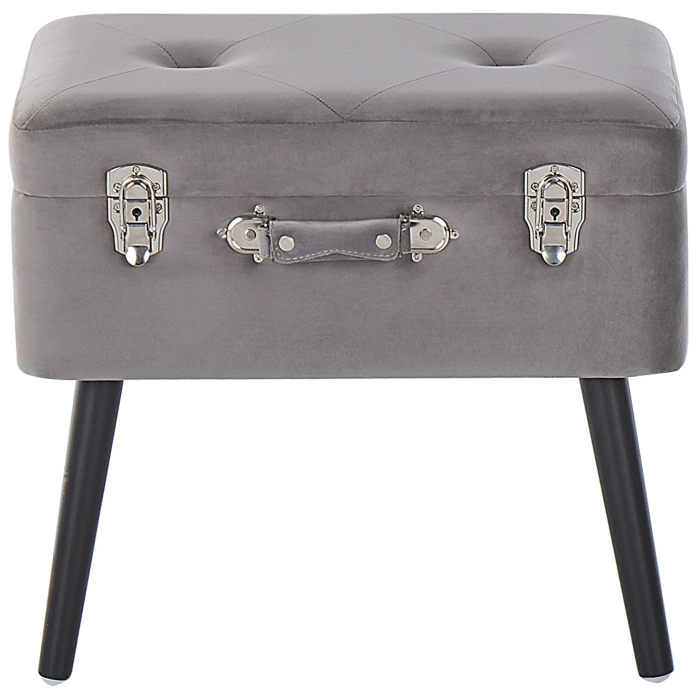 Stool with Storage MALLARD Velvet Grey [4]