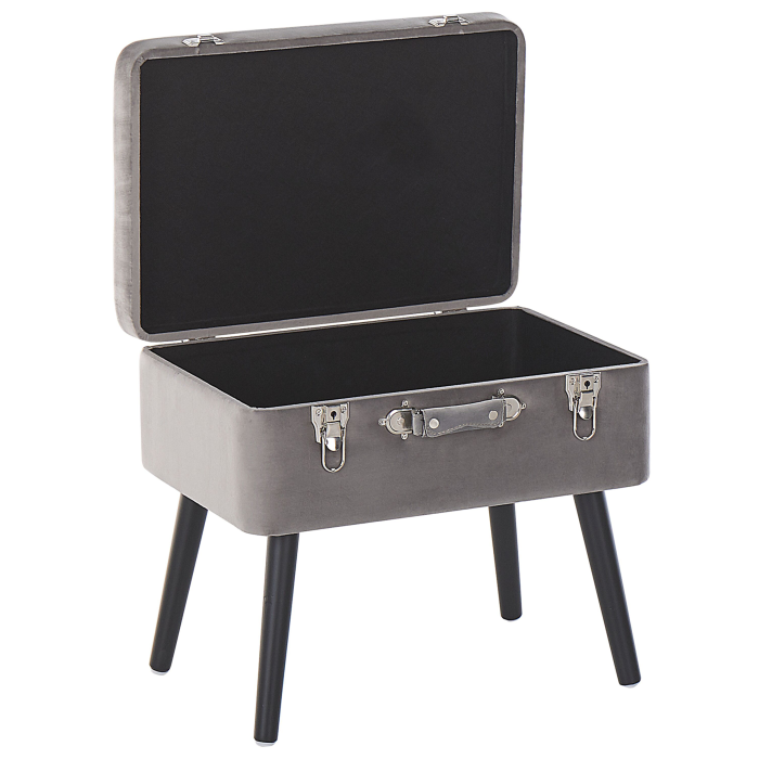 Stool with Storage MALLARD Velvet Grey [5]