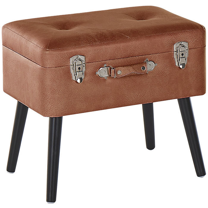 Stool with storage MALLARD Eco-leather Golden brown [2]