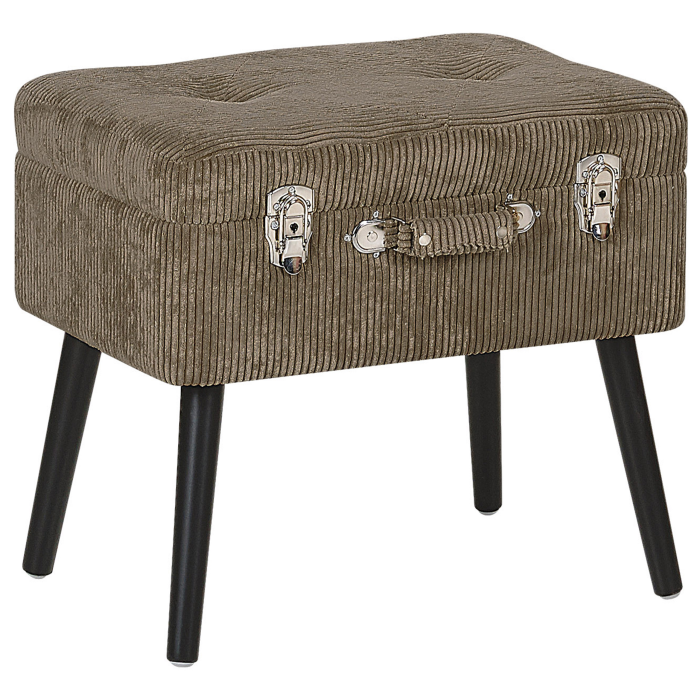 Stool with Storage MALLARD Velvet Light Brown [4]