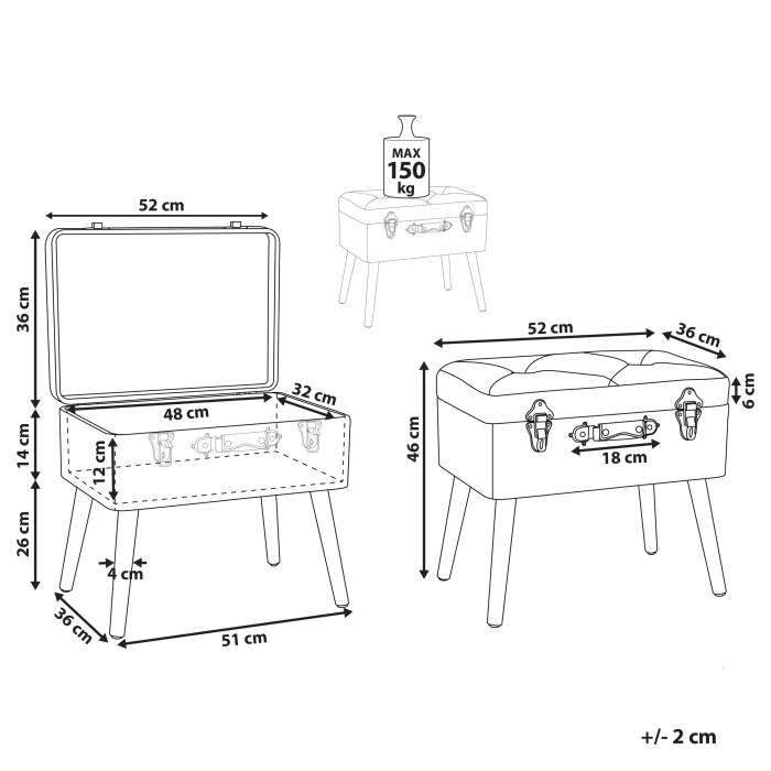Taburet cu depozitare MALLARD Velur Roz [3]