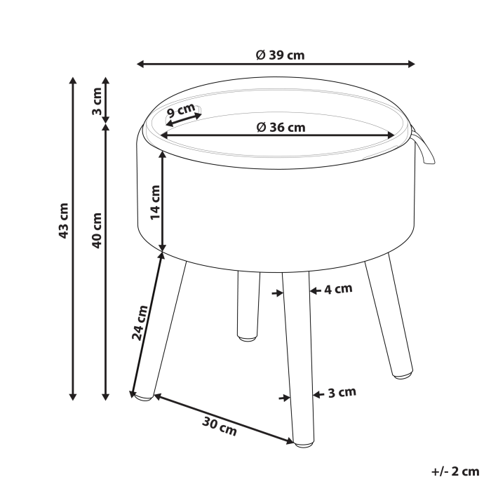 Stool with storage NEELY Velvet Beige [3]