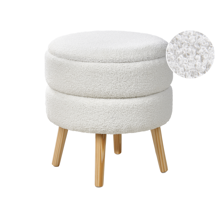 Stool with storage OKATON Boucle White [2]