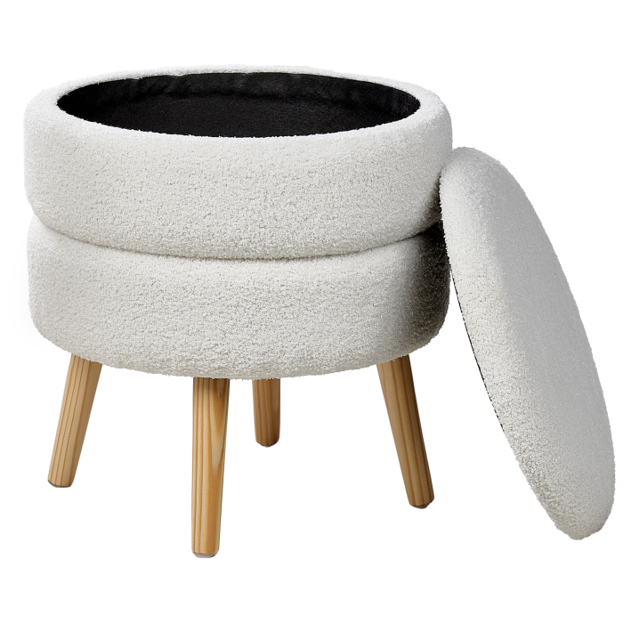 Stool with storage OKATON Boucle White [5]