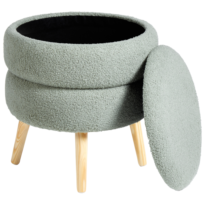 Stool with storage OKATON Boucle Green [5]