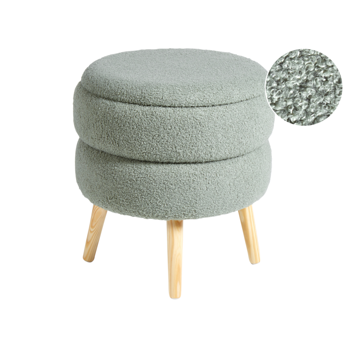 Stool with storage OKATON Boucle Green [2]