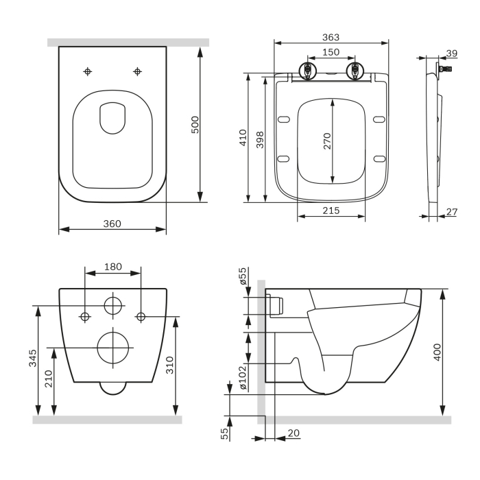 Vas WC suspendat AM.PM Gem CGA1700PSC, alb, evacuare orizontala, 36 x 50 x 34.5 cm, capac WC inclus [10]