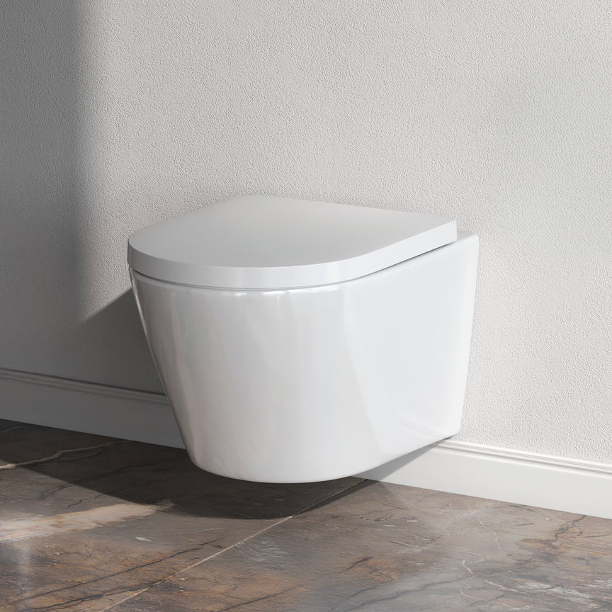 Vas WC suspendat Flash FlashClean fără ramă cu husă scaun cu închidere silențioasă [2]