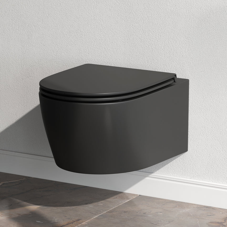 Vas WC suspendat X-Joy CXB1700MBSC, negru, evacuare orizontala, capac WC inclus [2]