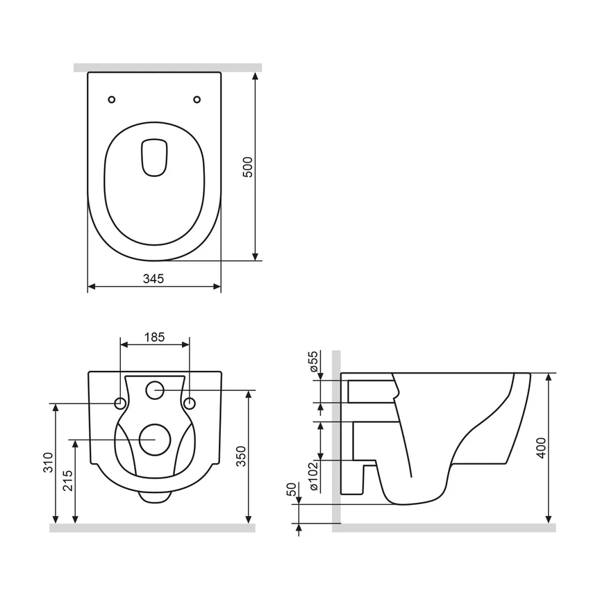 Vas WC suspendat X-Joy CXB1700MBSC, negru, evacuare orizontala, capac WC inclus [6]
