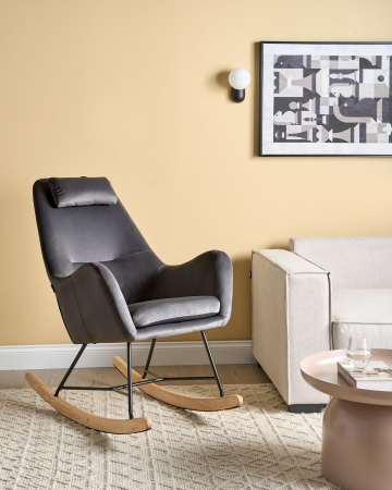 Fotoliu de relaxare - ARRIE Swing Velvet Dark Grey