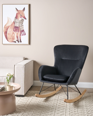 Fotoliu de relaxare - ELLAN Rocking Chair Black Velvet