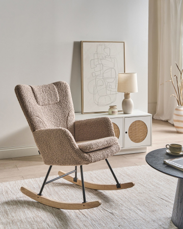 Fotoliu de relaxare - SANDVE rocking chair Boucle Taupe