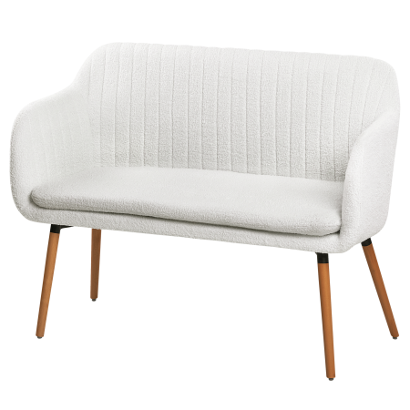 Bancă tapițată cu 2 locuri TABY Boucle Alb-murdar [4]