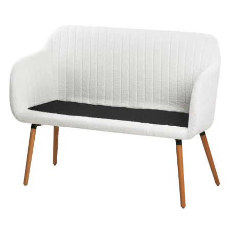 Bancă tapițată cu 2 locuri TABY Boucle Alb-murdar [6]