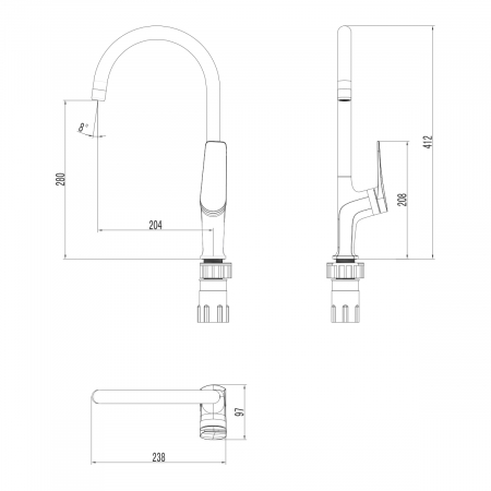 Baterie Bucatarie Lemark Bronx LM3705BL Negru | Sanitare Online [6]