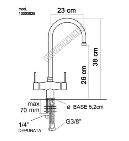 Baterie Bucutarie cu 3 cai pentru apă purificată – Baterie pentru filtru/purificator de apă [1]