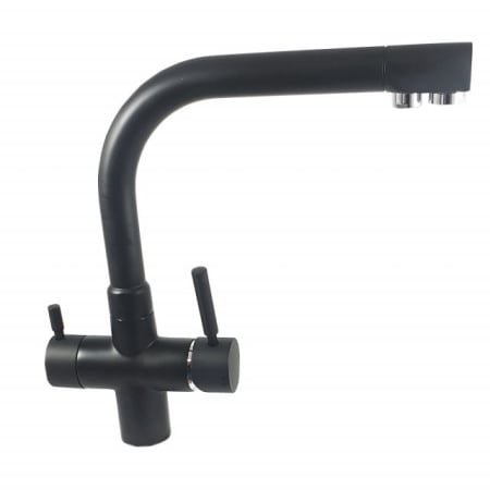 Baterii pentru filtru de apa - Baterie Bucutarie cu 3 cai pentru apă purificată, negru mat – Baterie pentru filtru/purificator de apă