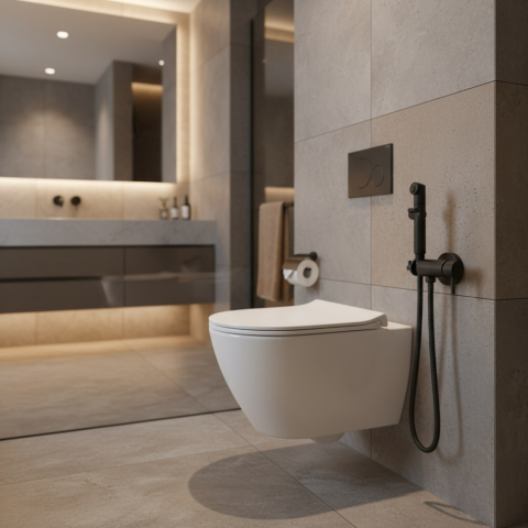 Baterie dus igienic Lemark Solo LM7166BL neagră, încastrată | Sanitare Online [2]