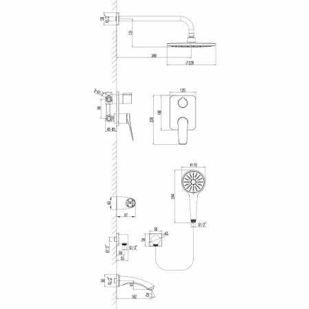 Baterie Dus Lemark Bronx LM3722GM Grafit Incastrata - Sanitare Online [1]