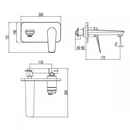 Baterie pentru Lavoar Lemark Bronx LM3726GM Grafit Incastrata | Sanitare Online [2]