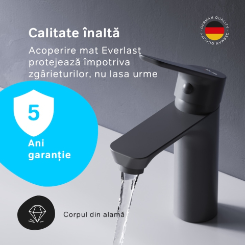 Hit Single-lever basin mixer, matt black [1]