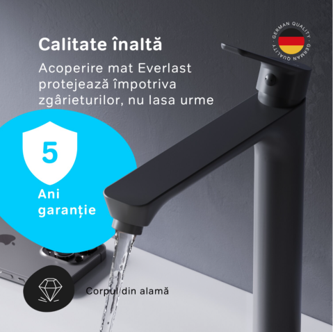Hit Single-lever tall basin mixer, matt black [1]