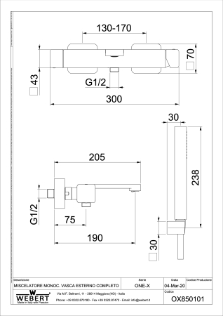 Baterie monocomandă cadă cu set de duș completă cu furtun 150 cm, duș manual și suport. [1]