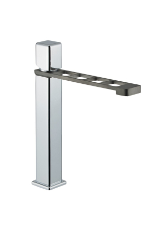 Baterii Lavoar - Baterie monocomandă lavoar înaltă cu scurgere ascendentă și descendentă, crom, cu furtunuri flexibile de 3/8” 70 cm.