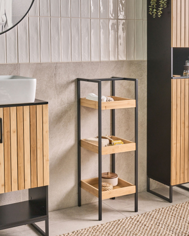 Etajeră pentru baie - Bookcase with 3 shelves TAJZARA Bamboo wood Light brown