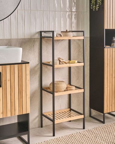 Etajeră pentru baie - Bookcase with 4 shelves TAJZARA Bamboo wood Light brown