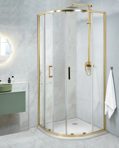 Cabină de duș - JUKATAN shower cabin 80 x 80 x 185 cm Gold