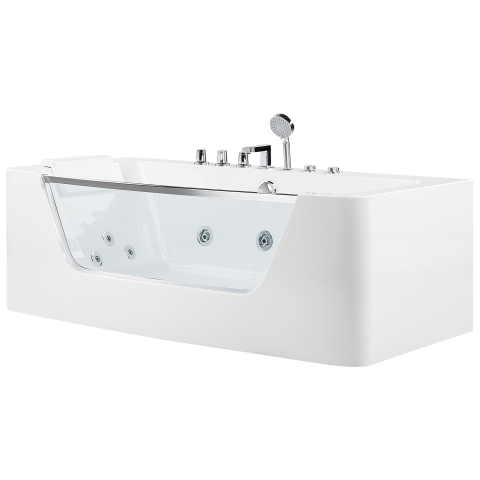 Corner LED bathtub with hydromassage BARRANCA 170 x 85 cm White [5]