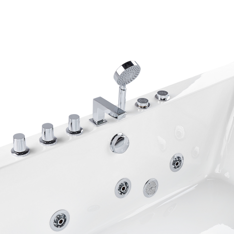 Corner LED bathtub with hydromassage BARRANCA 170 x 85 cm White [9]