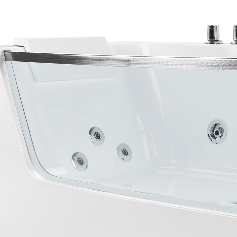 Corner LED bathtub with hydromassage BARRANCA 170 x 85 cm White [8]