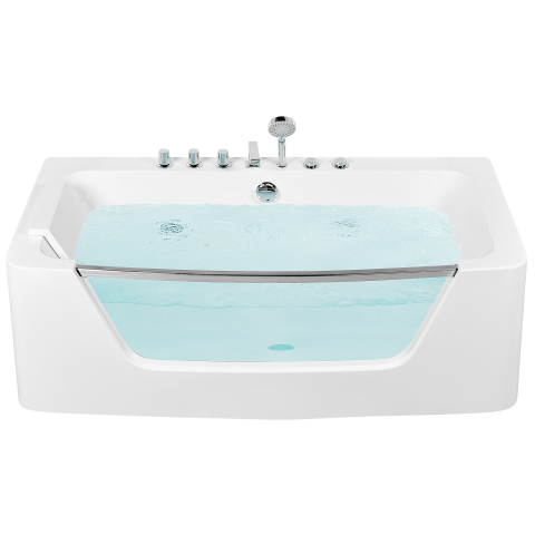 Corner LED bathtub with hydromassage BARRANCA 170 x 85 cm White [1]