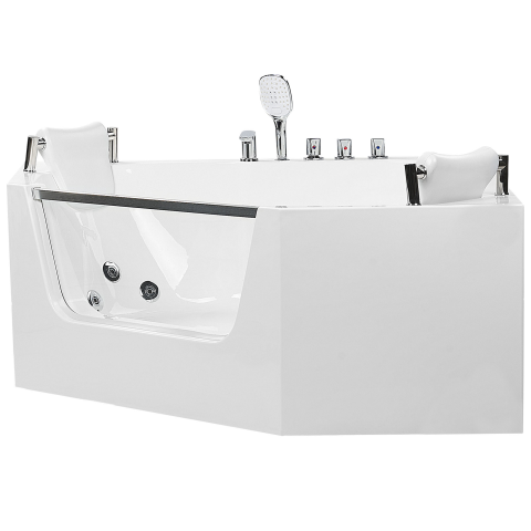 Cadă de colț cu hidromasaj CANTALLA 150 x 150 cm Alb [4]